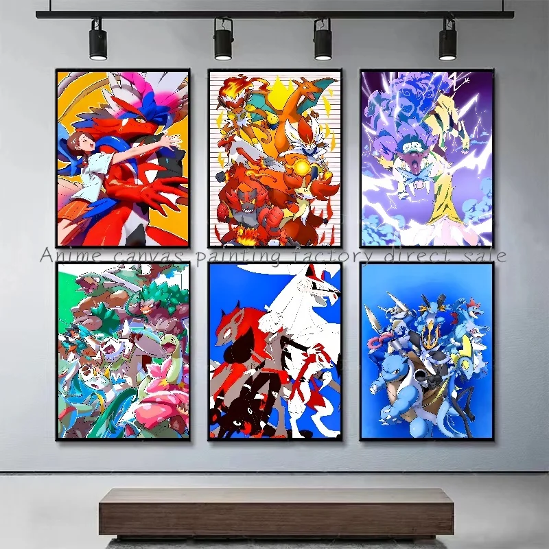 Anime Pokemon Poster HD Canvas Painting Wall Art Print Colorful Creative Home Children's Room Wall Decoration Gift for Friends