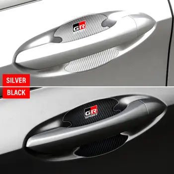 4 ks ochranných 3D samolepek na kliky dveří automobilu s emblémem, stylingem auta pro Toyota GR Sport Gazoo Racing C-HR RAV4 Mirai Avensis Prado 6 nejlepší prodej Černý znak Toyoty Prado - №5