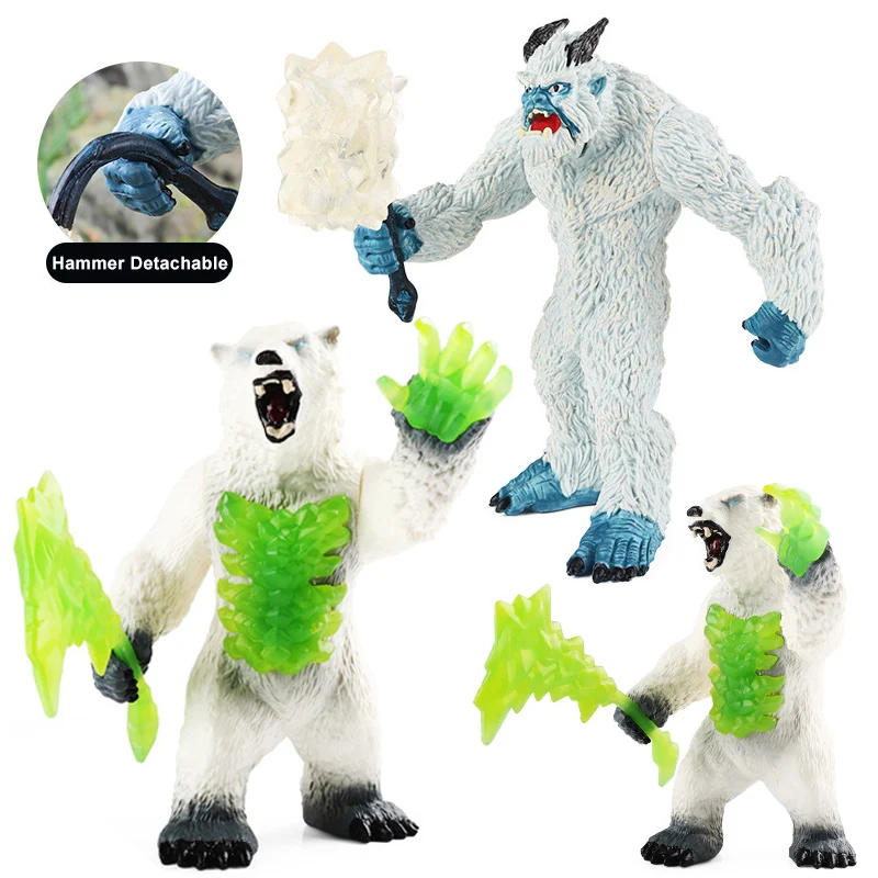 Simulation Western Warcraft Ice Bear Monster With Weapons Model Action Figures Beast Miniacture Decoration Toys Kids Adult Gifts