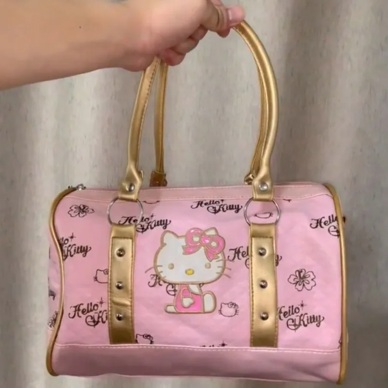 Hello Kitty PU Handle Bag Pillow Bag Female New Autumn Fashion Handheld Single Shoulder Crossbody Bag