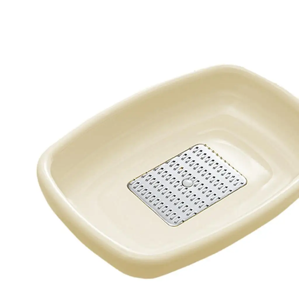 Stainless Steel Ginger Grater Plate with Easy Clean Garlic Press Dish for Fruit Vegetables Baby Food