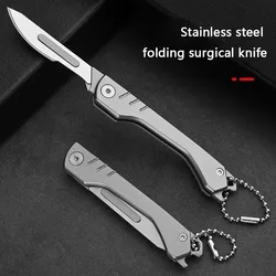 Multi Functional Outdoor Folding Surgical Knife Made of Stainless Steel, with 10 Blades Included Camping Portable Bottle Opener