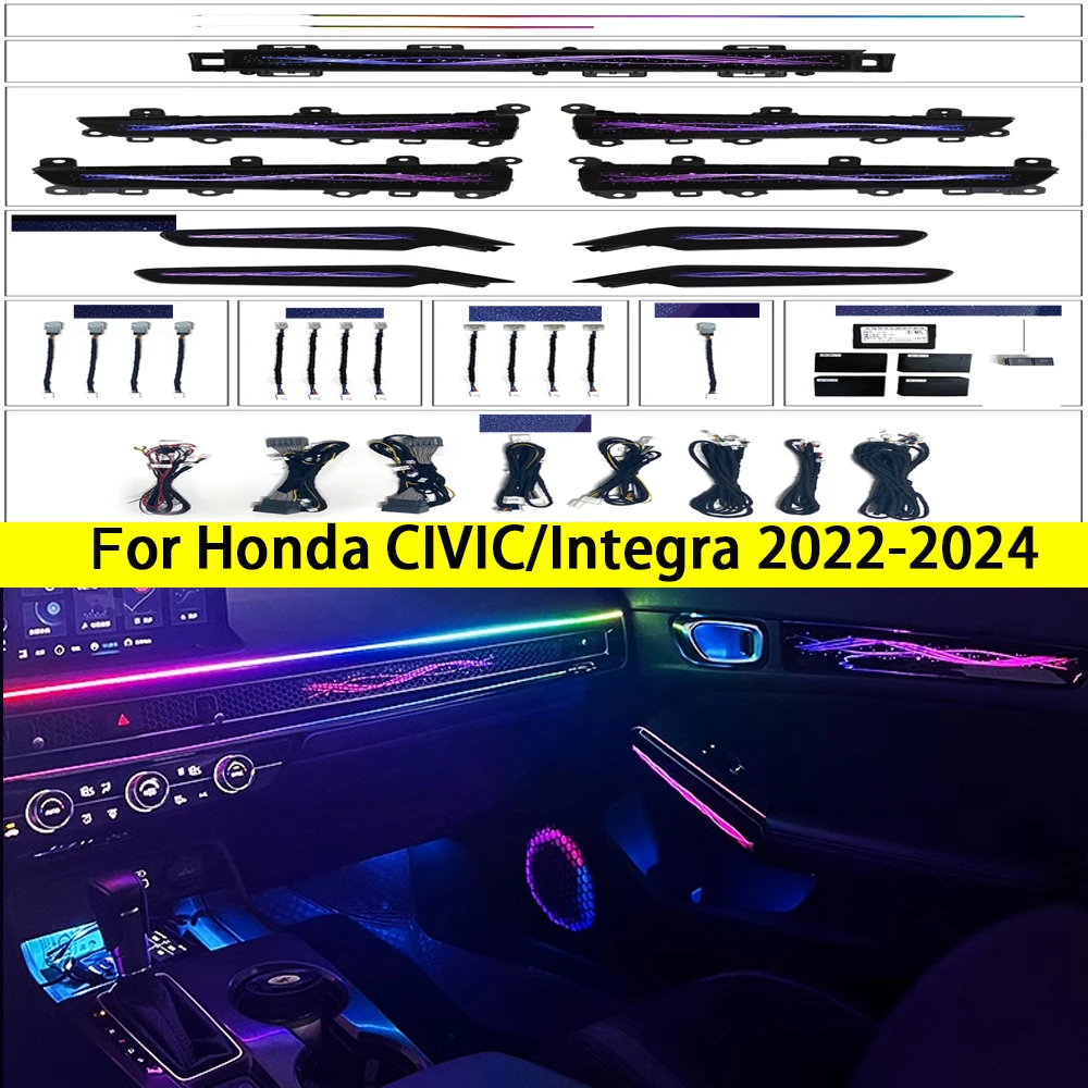 64 Colors LED Safety assistance systems Ambient Lighting For 11th Generation Civic 2022-2025 Interior Decoration
