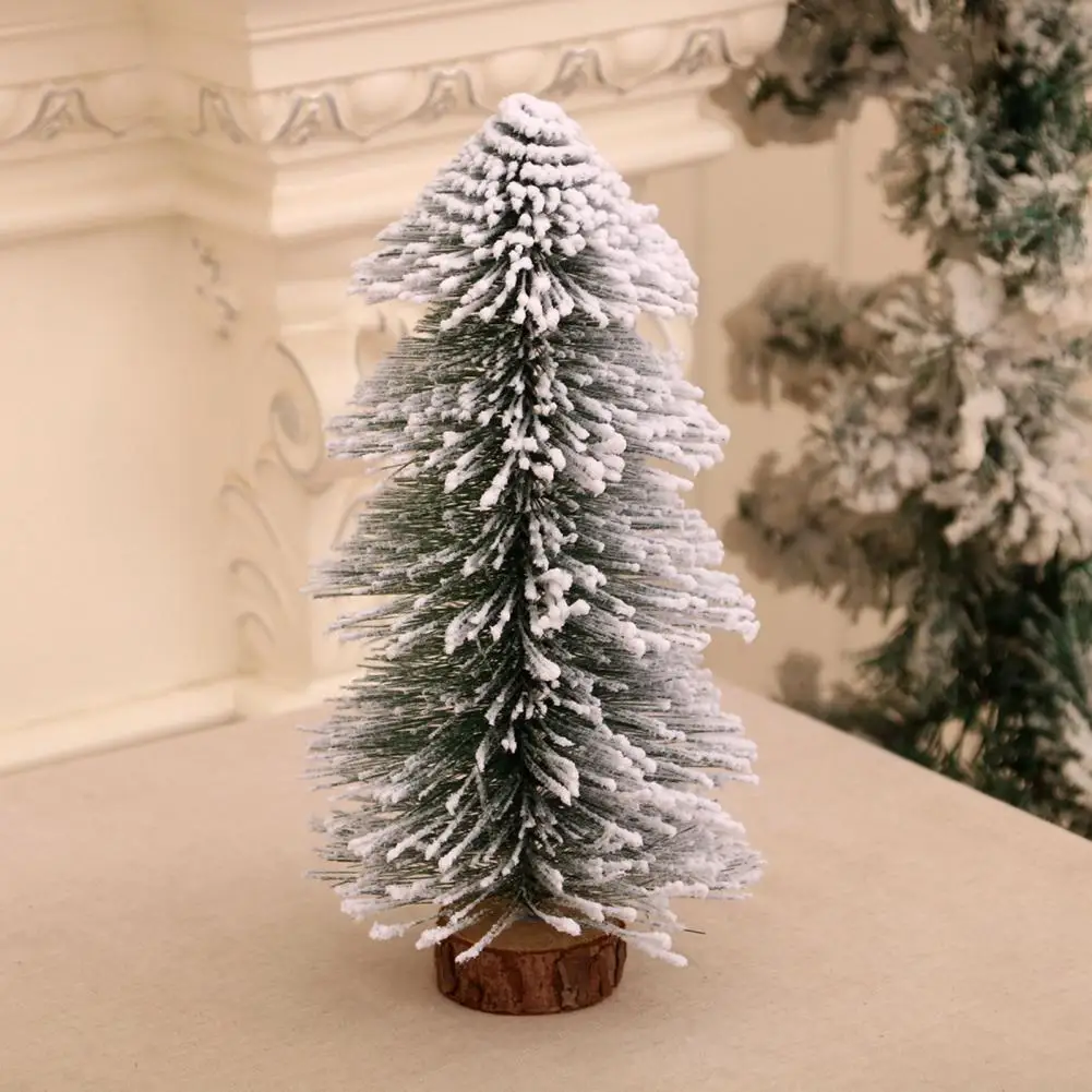 Traditional Holiday Decorations Christmas Tree Tabletop Decoration Snow Flocked Pencil Pine Tree with Led Lights for Home