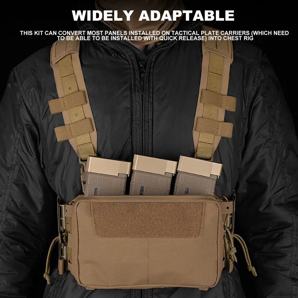 Tactical ARC Chest Rig Kit MOLLE System Placard V3 Front Flap Mag Pouch Quick Release Buckle Mount Airsoft Chest Rig Accessories