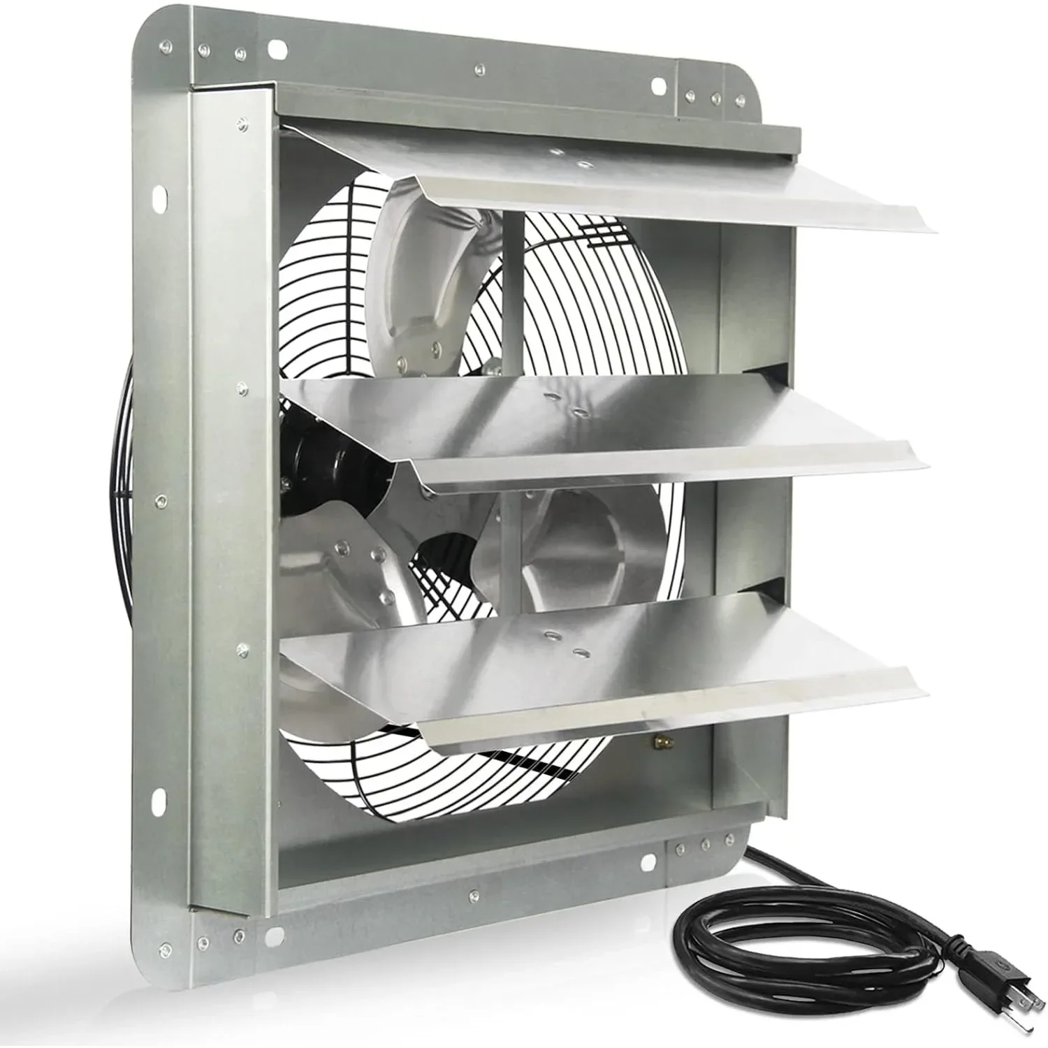 

14 Inch Shutter Exhaust Fan, High Speed 1520CFM, Wall Mounted with 1.65m Power Cord, for Garages, Attics, Greenhouses, Sheds