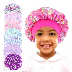 Cartoon Baby Kids Print Satin Bonnet Sleep Hat Cap for Curly Hair Regulowana jedwabista satynowa czapka dla maluchów Night Sleep Caps Beanie