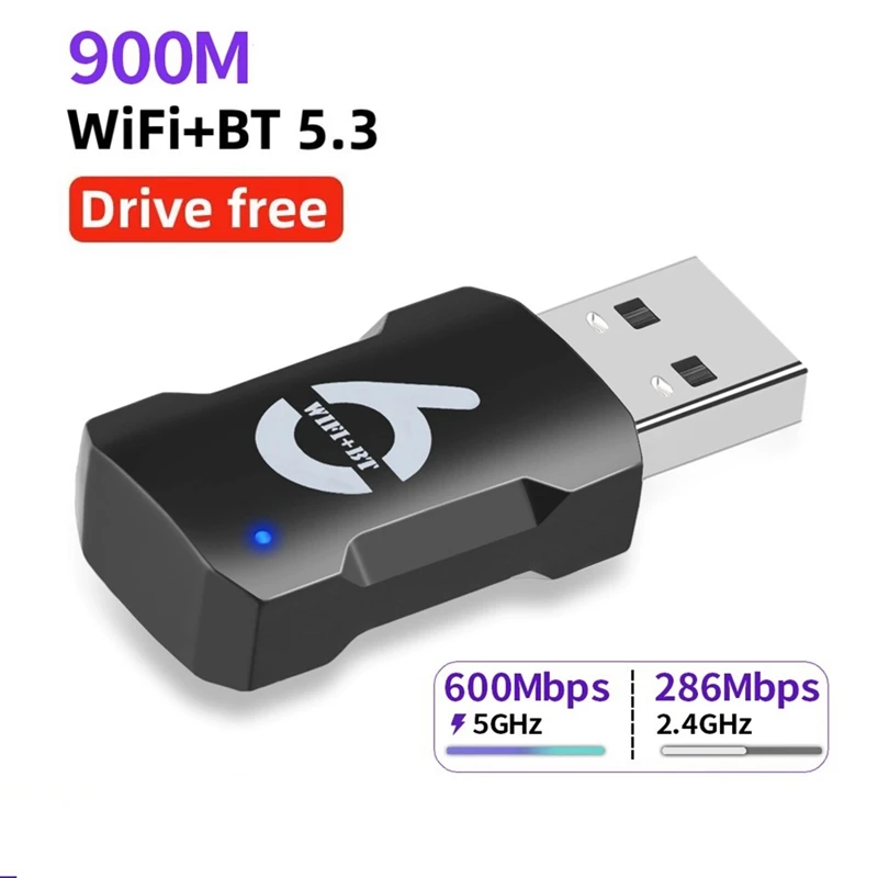 Adaptador USB Wifi 6 de 900Mbps, Bluetooth 5,3, Dongle USB, tarjeta de red inalámbrica, banda Dual 2,4/5G, controlador gratuito para PC y portátil