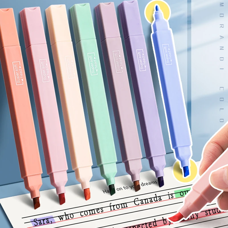 Маркеры двухсторонние флуоресцентные, 6 шт./компл.