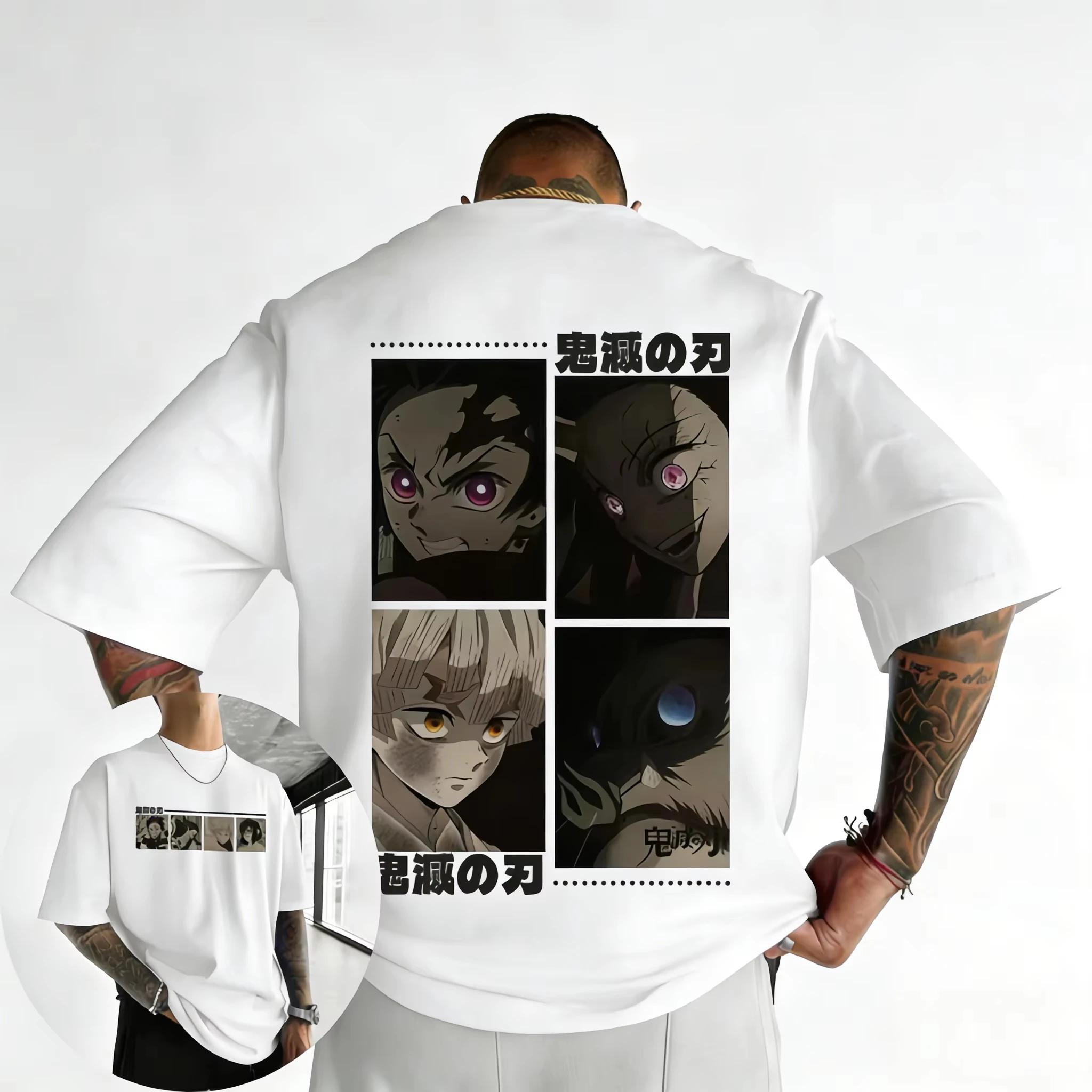 

Футболка Demon Slayer (Клинок, рассекающий демонов) из коллаборации с аниме-сериями, хлопковая, унисекс, летняя новинка 2026 года, в американском уличном стиле хип-хоп, повседневная, свободного кроя, Y2K, топ
