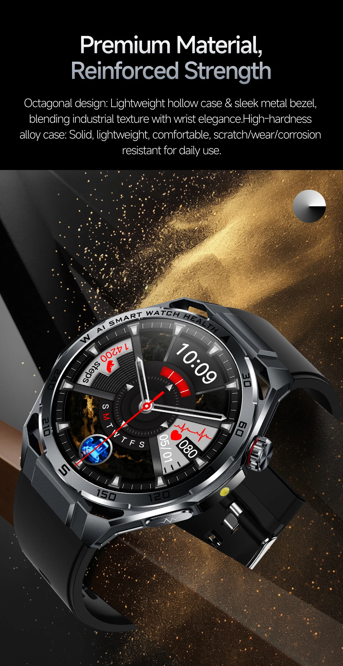 2026 Neue KI-gestützte EKG-Smartwatch in medizinischer Qualität mit 1,53'' Saphirglas, Herzfrequenz-, Blutfett- und Harnsäure-Monitor, Bluetooth-Anruffunktion – Detail 4