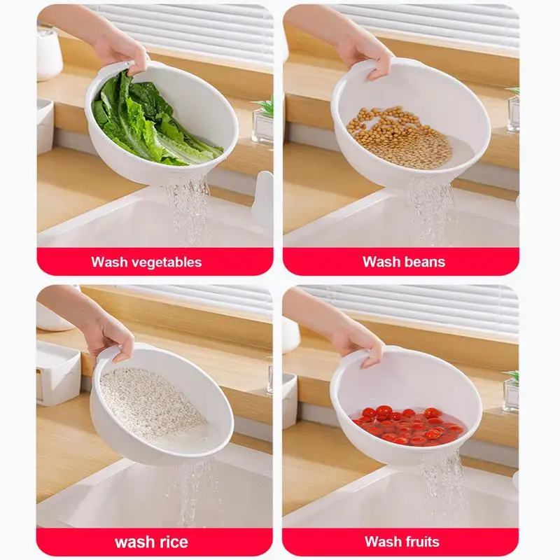 الأرز غربال مصفاة بلاستيكية السلطانية المطبخ استنزاف سلة مصفاة السلطانية مع المصارف الجانبية مصفاة سلة تنظيف أدوات الشطف