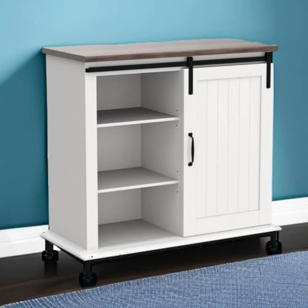 خزانة جانبية للبوفيه على طراز المزرعة مع باب حظيرة منزلق، وطاولة وحدة تحكم لخزانة القهوة والمدخل #6