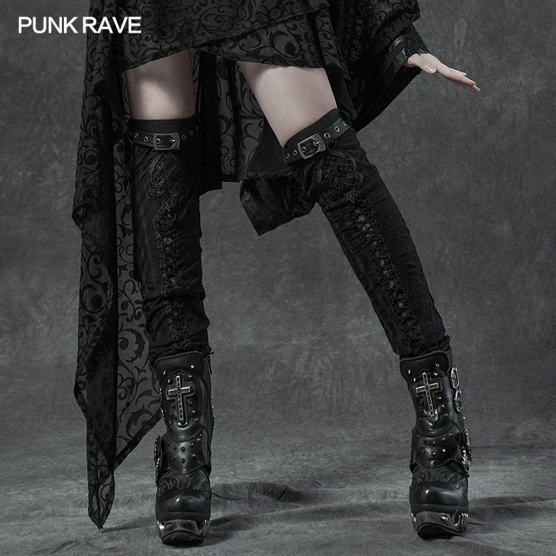 PUNK RAVE Women's Gothic Gorgeous Delicate Embroidery Leg Warmer Sleeve Elastic Knitting Daily   Women Knee