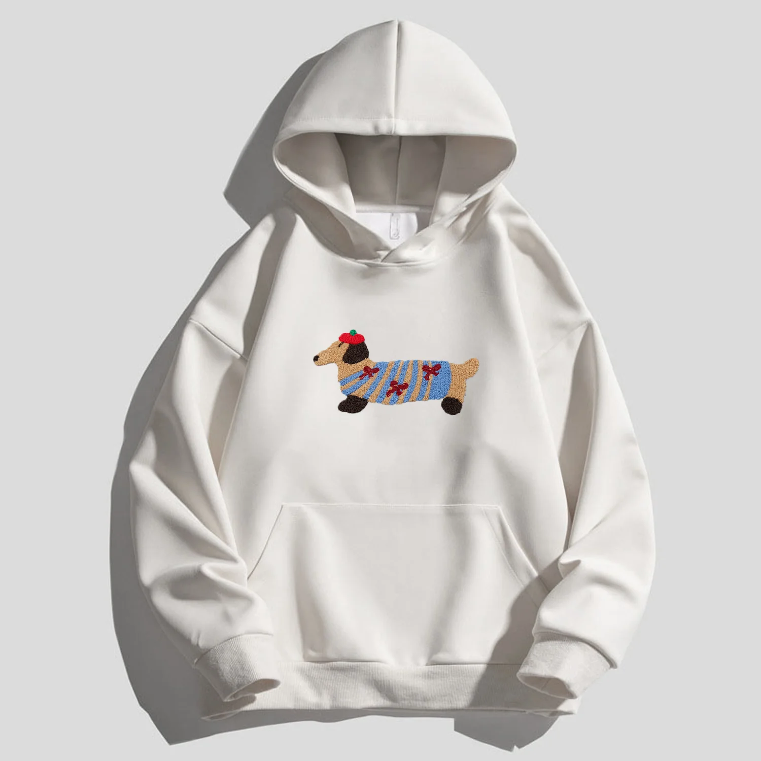 

[XNF Official Store]320 Of Grams Heavy Cotton! Dachshund Puppy Towel Printed Vintage Hoodie Trend Warm Fleece Men's Women's Tops