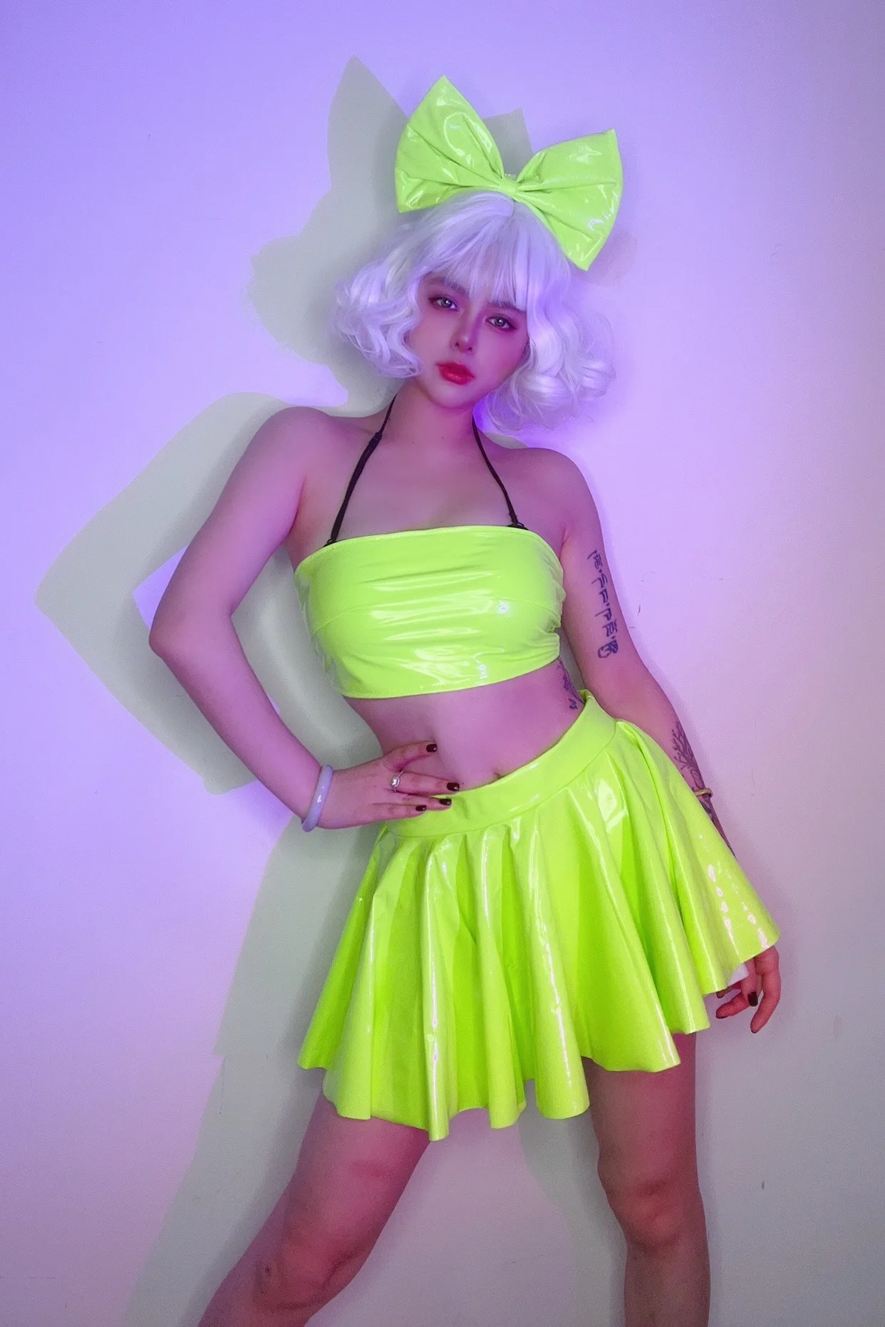 Fluorescencyjny kolor kostium do klubu nocnego kobieta seksowna odzież do tańca Gogo Party stroje Rave Bar odzież dla DJ-ów odzież do tańca na rurze VDL95