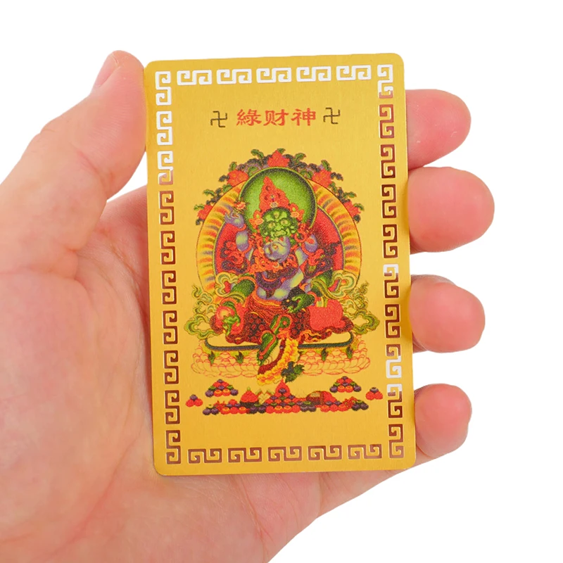 Chinese Feng Shui Copper God Of Wealth Buddha Amulets Card For Business Five-surname Fortuna Treasure Lucky Home Decoration