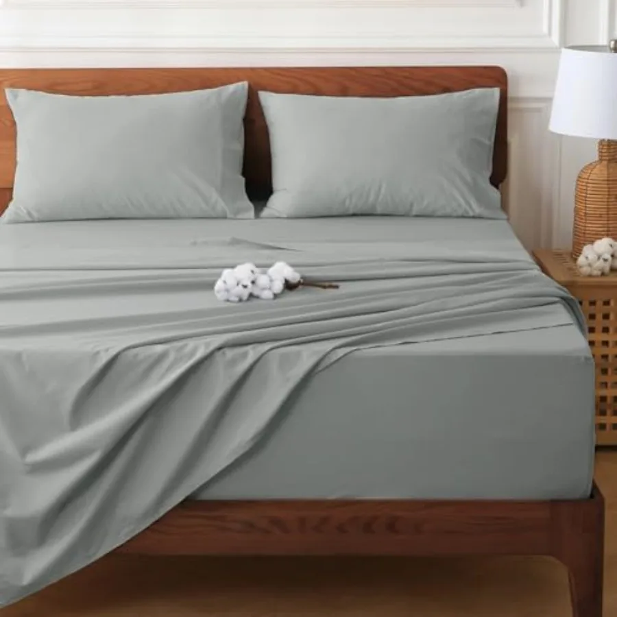 

Комплект простыней с глубокими карманами для матрасов высотой 18-24 дюйма - 100% хлопок, легкие, мягкие, не мнущиеся, охлаждающие простыни