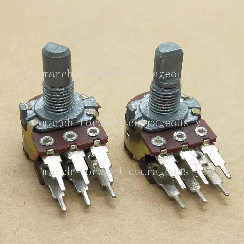 

10 шт. потенциометров типа 148, двойные 6-контактные, A50K, для регулировки громкости звука, с длинными выводами, длина ручки 15 мм