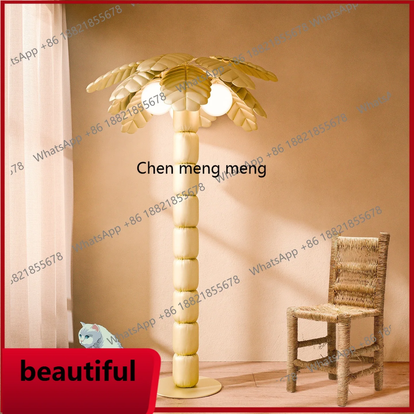 

X Coconut tree floor lamp, living room sofa villa hotel lobby model room