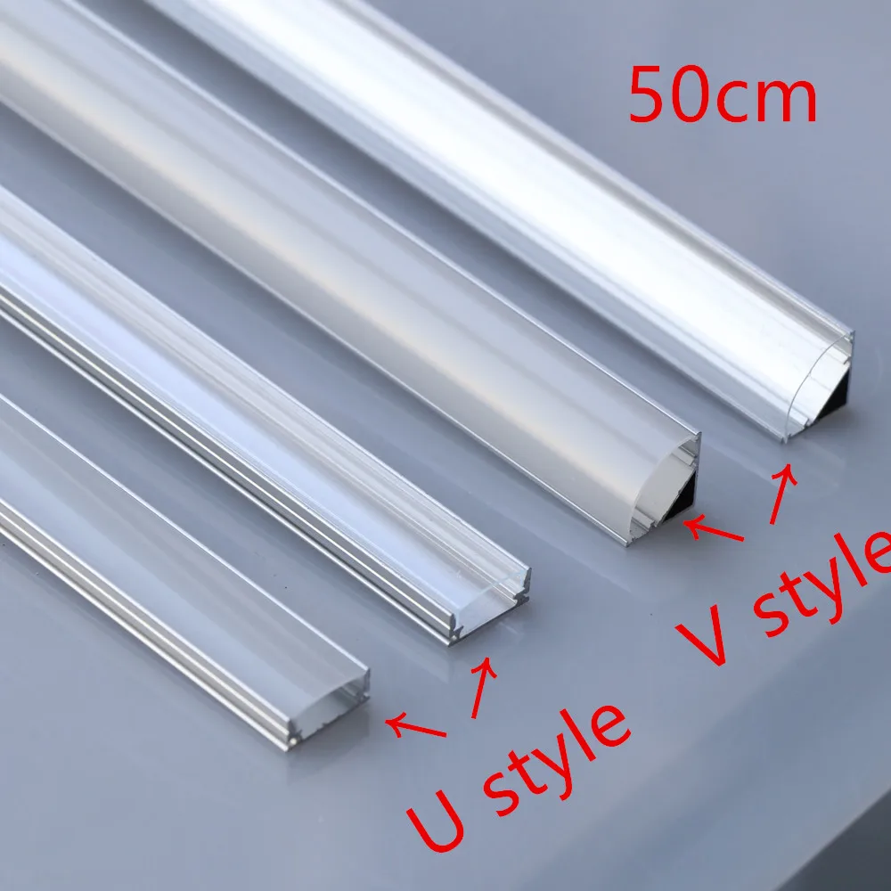 2-35Pcs/lot LED Aluminum Profile 0.5m U/V- Shape For 5050 2835 LED Strip Bar Lamp Channel Holder Cabinet Lamp Kitchen Closet