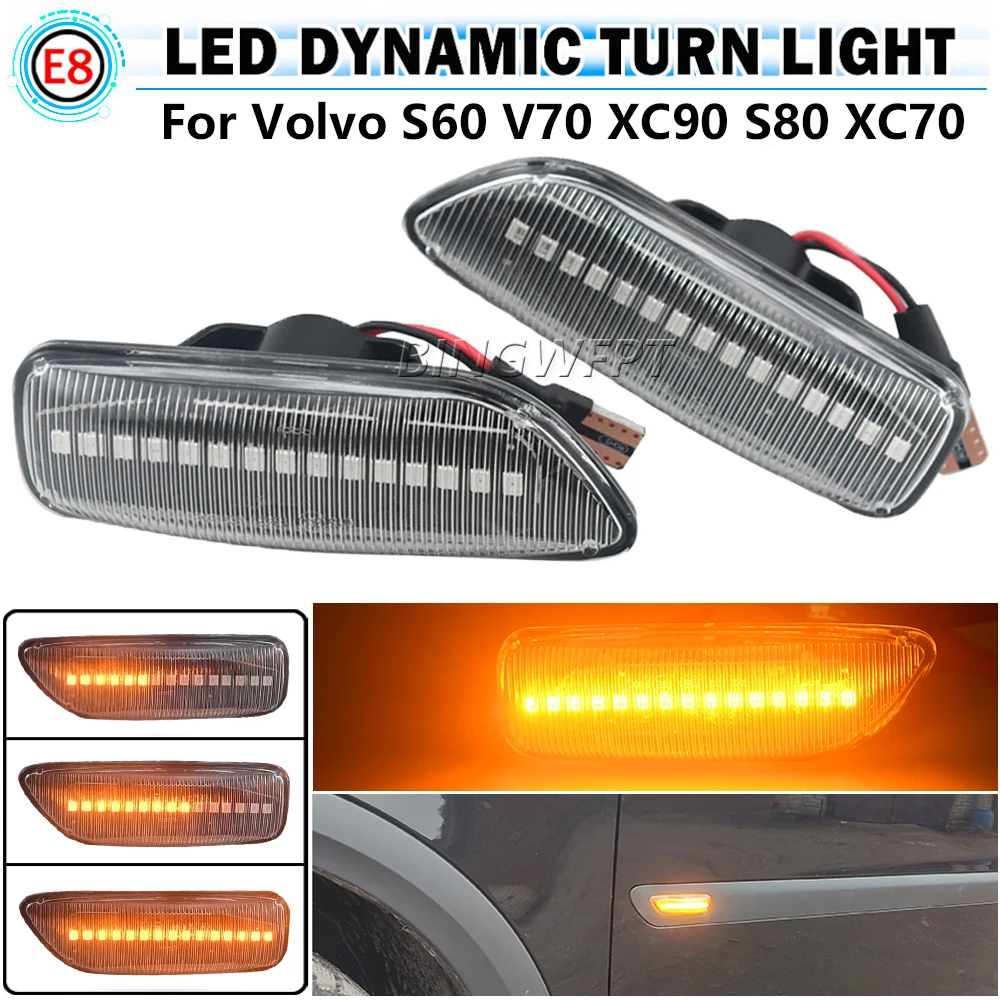 1pair  Dynamic Blinker LED Side Marker Turn Signal Light For Volvo S80 S60 XC90 MK1 2003-2009 XC70 V70 MK2 2000-2008 30722641