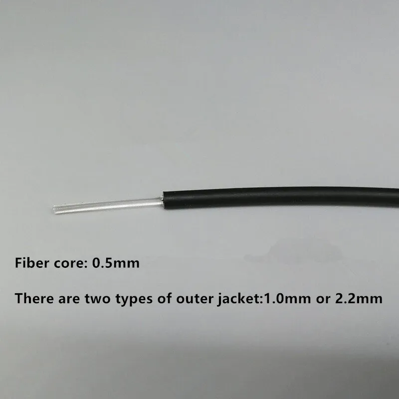 

10 Metres POF Plastic Optical Fiber PMMA Cable Core 0.5mm, Outer Jacket 1.0mm or 2.2mm, Fiber Simplex