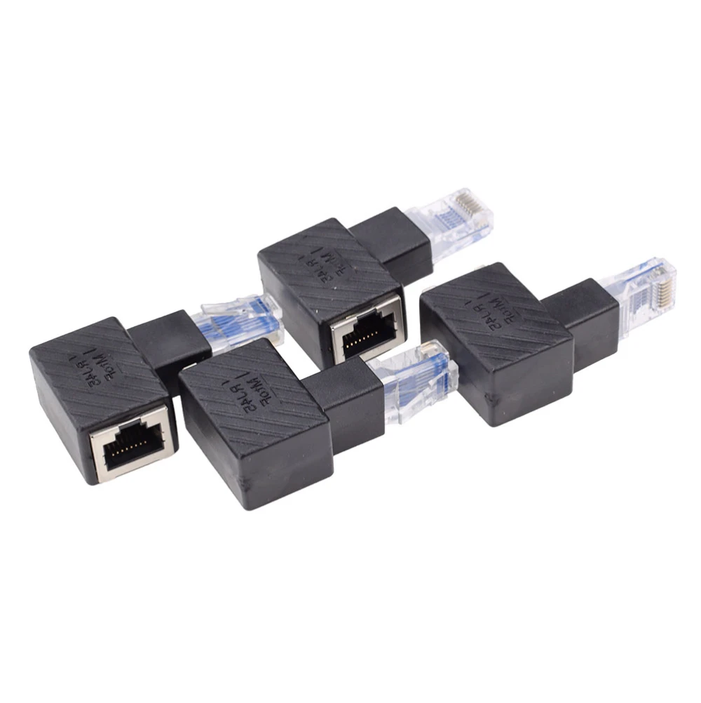 

300pcs 90 Degree Network Cable Adapter RJ45 Male To Female Elbow Extension Ethernet Connector