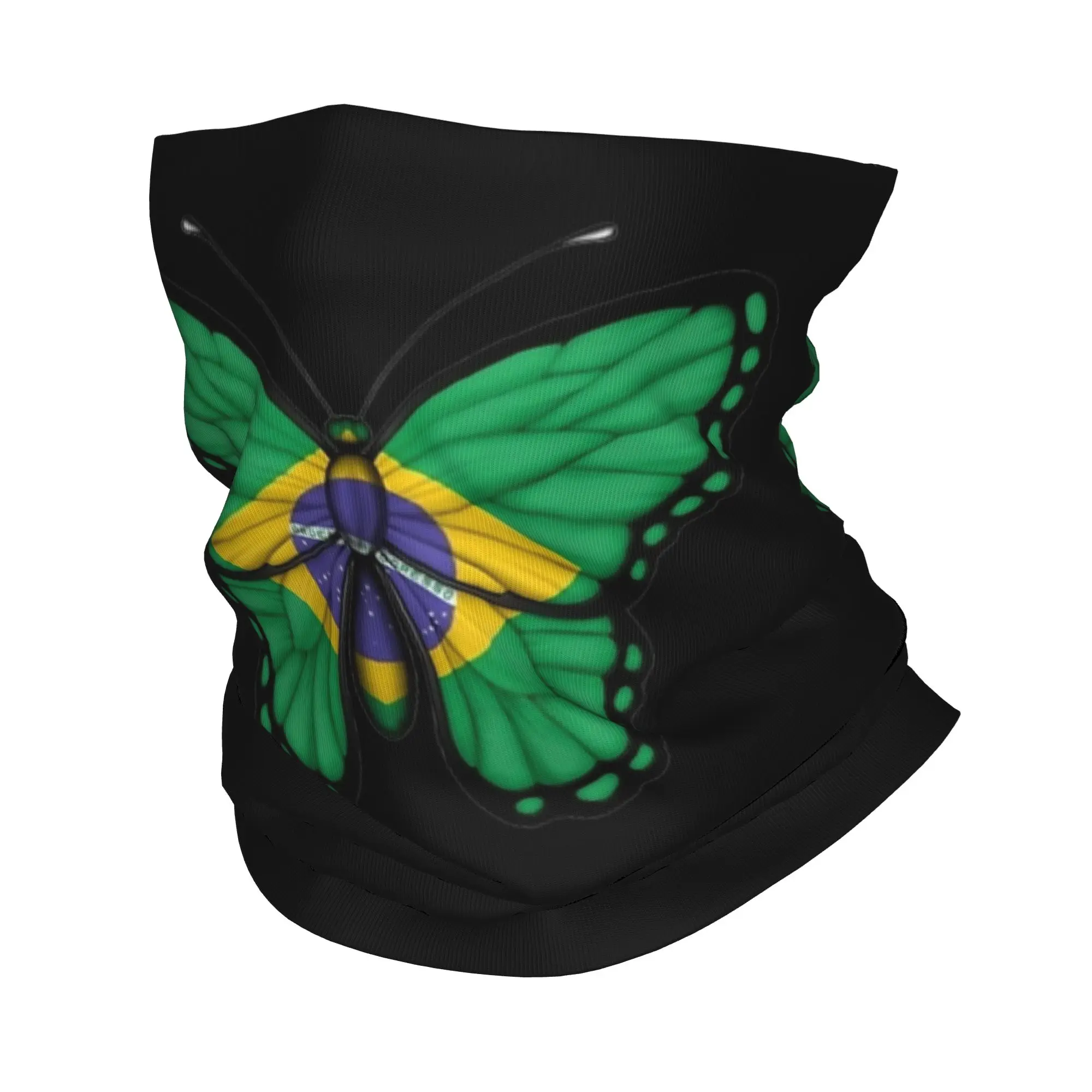 Brazilian Flag Butterfly Brazil  Bandana Neck Cover Printed  Balaclavas Magic Scarf Multi-use Headband for Men Women Adult