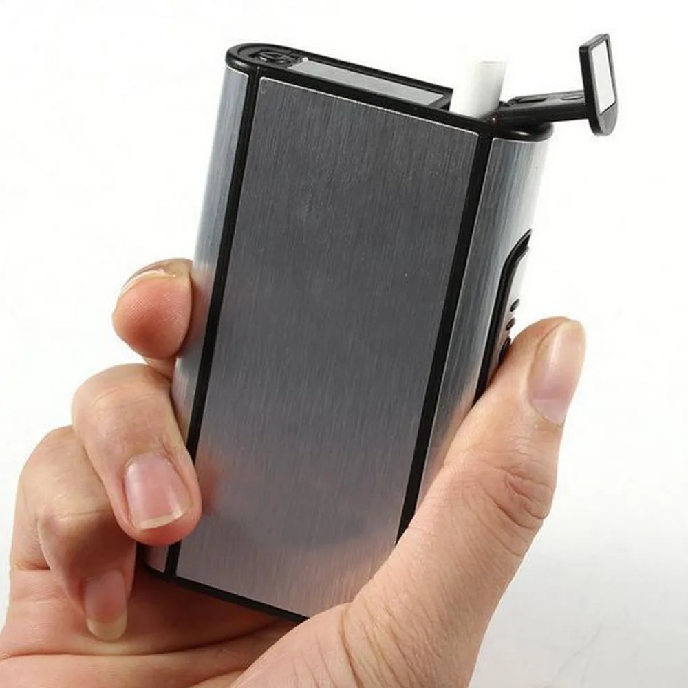 Portable Automatic Ject Cigarette Case Aluminium Alloy Creative Storage 10 Sticks Tobacco Box Smoking Accessories Men Gadgets