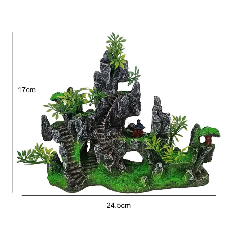 Useful Fish Tank Ornament Fade-less Double Side Resin Fake Rock Aquarium Decoration Fish Tank Landscaping Hideout Decor