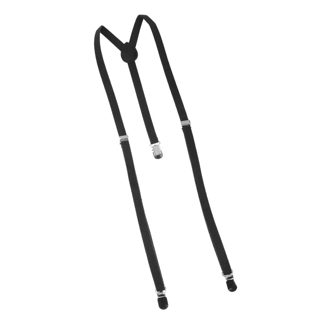 

White Stretch Clip-on Suspenders Elastic Braces Adjustable Strap Holder for Pants Trousers Jeans for Men and Women Everyday Wear