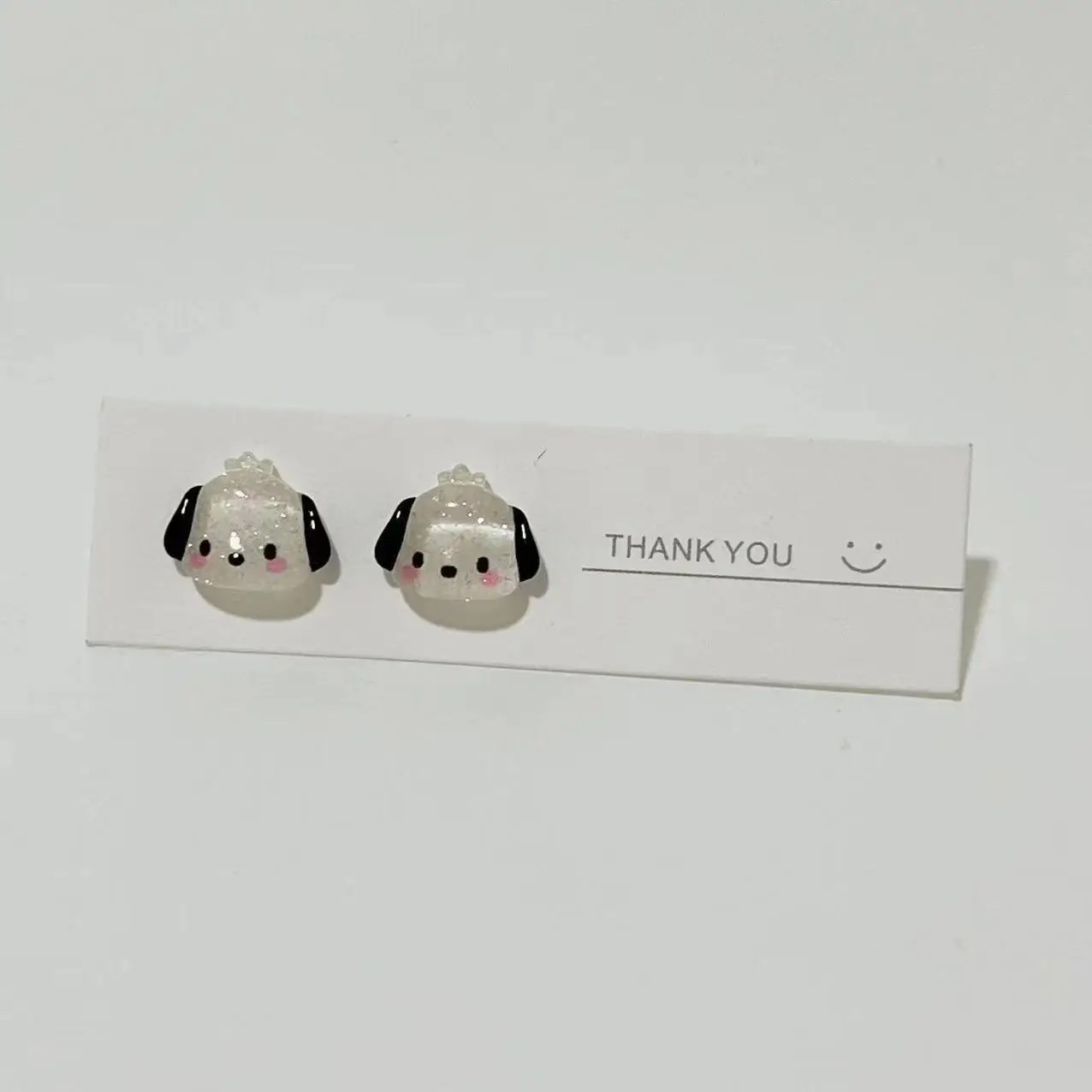 Sanrio Fine Glitter Earrings Japanese Style Cute Kuromi Sweet Girl Heart Ear Clip Cartoon Pacha Dog Transparent Earrings