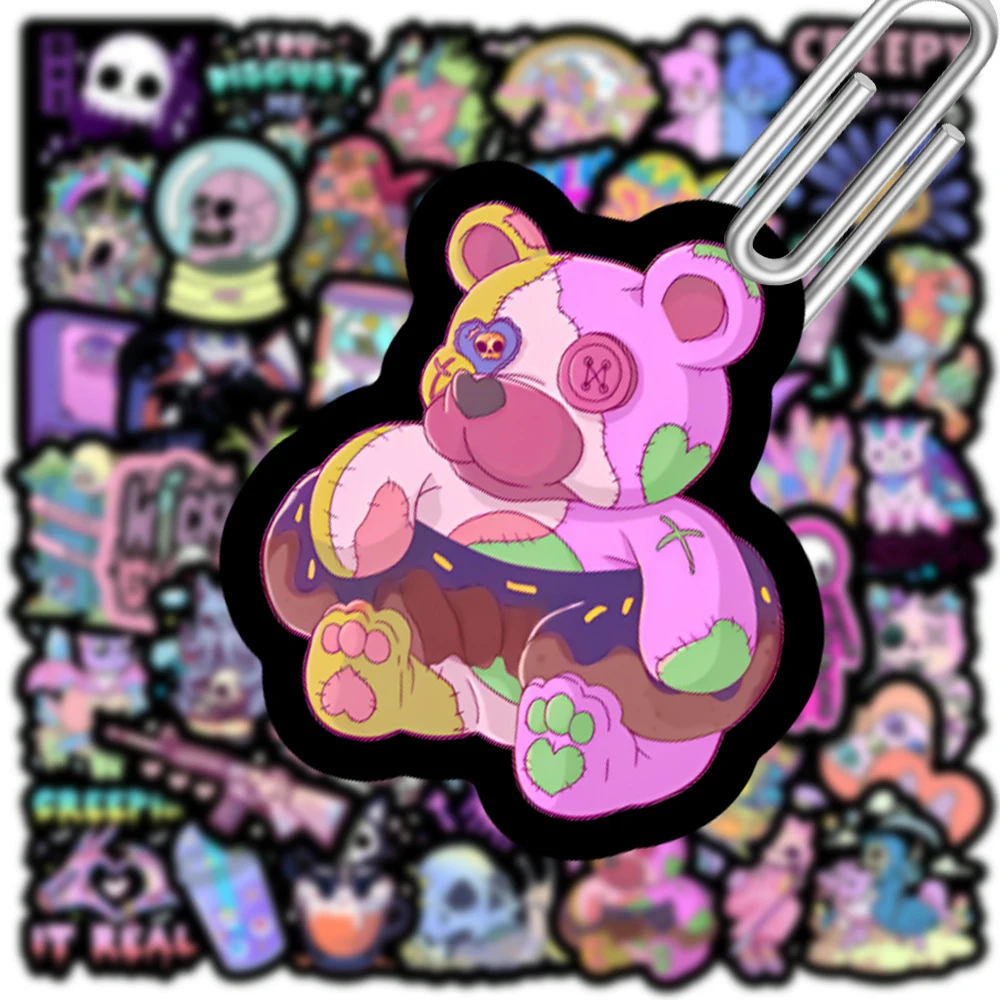 10/30/50pcs Cute Horror Purple Skull Cartoon Stickers Gothic Decal for Suitcase Laptop Skateboard Funny Graffiti Sticker Kid Toy