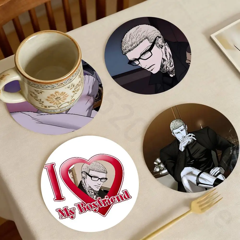 

S-ShutlineS Jake Gillan Moon Shingun Wooden Coaster Set Coffee Teacup Decoration Coffee Shop Beverage Shop Family Restaurant