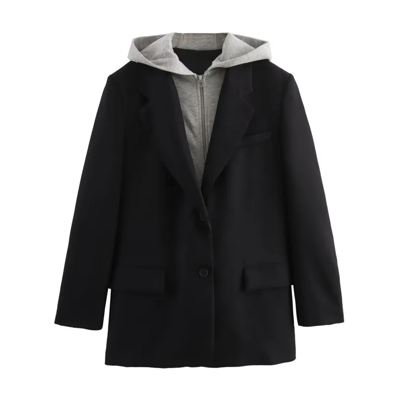 سترة نسائية عصرية للشارع من FANAN مع قلنسوة مرقعة لربيع وخريف سترات جديدة أنيقة مناسبة معاطف عصرية للسيدات