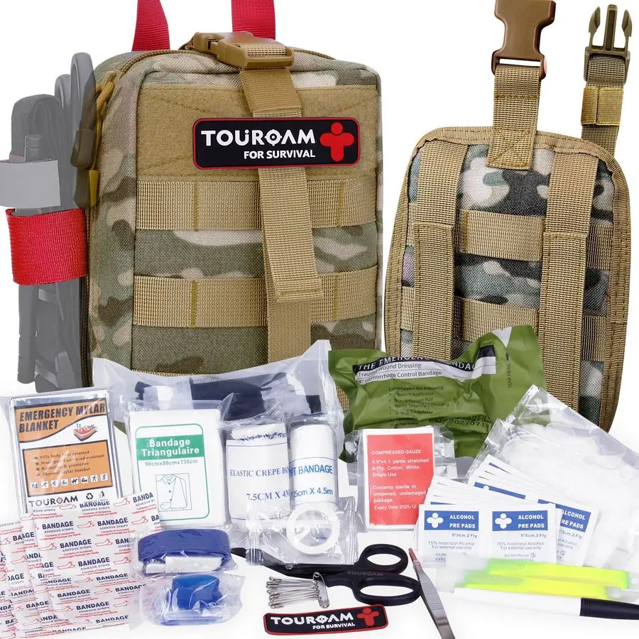 

Trauma EDC Tactical First Aid Kit Molle Medic Pouch, Emergency Survival Miltary Bleeding Contorl Med Bag for Camping Hiking Bush