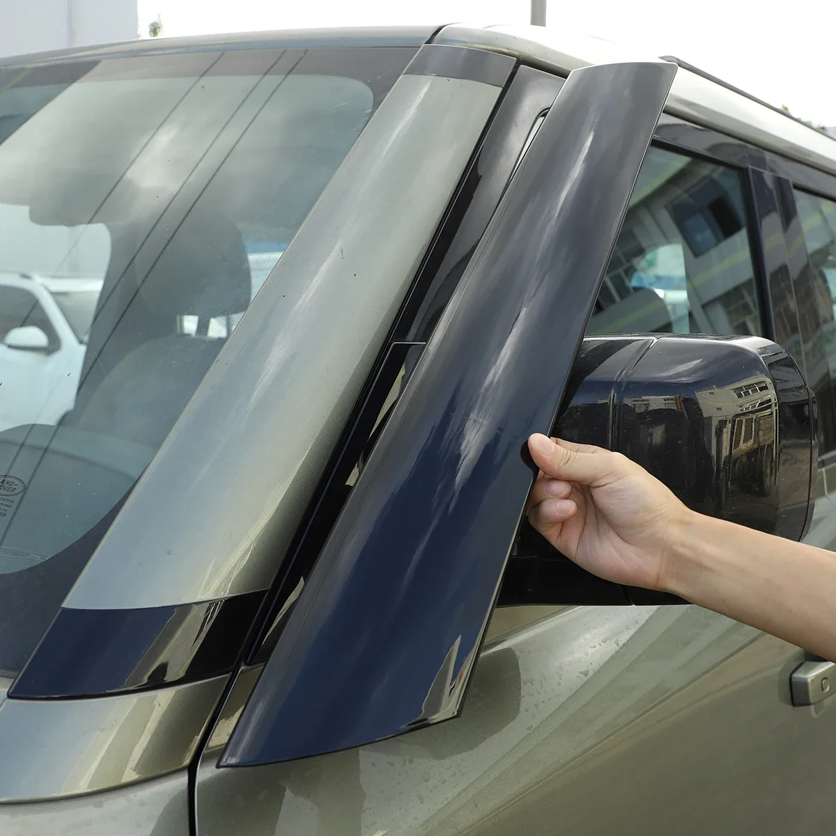 

2Pcs ABS black For Land Rover Defender 90 110 2020-2024 Car front windshield A-pillar decorative panel sticker car accessories