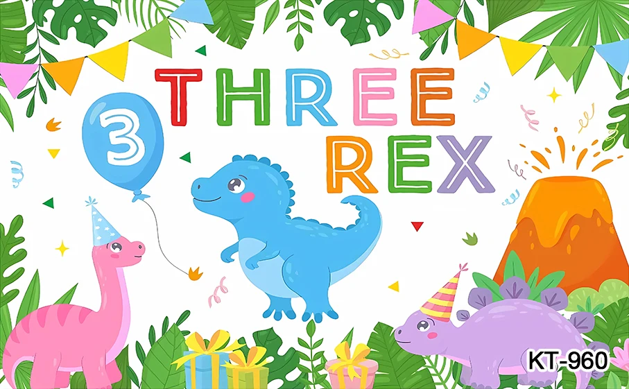 ديناصور عيد ميلاد خلفية للأطفال ، العالم الجوراسي ، الديناصور ريكس ، خلفية استحمام الطفل ، استوديو الصور ، ديكور الحفلات