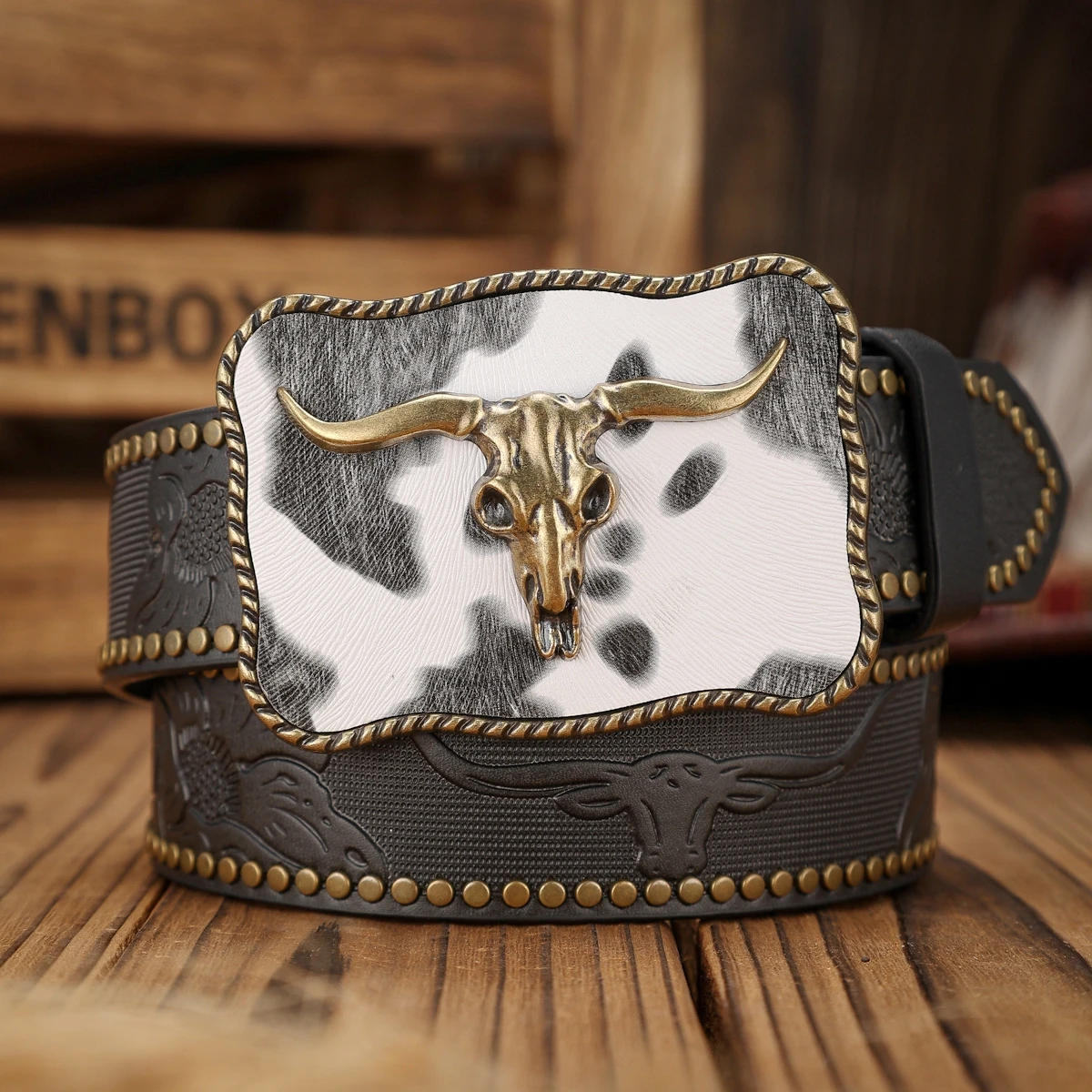 حزام PU على الطراز الغربي مع إبزيم مناسب لكل من الرجال والنساء، كاجوال ورجعي، مثالي للنزهات اليومية #4