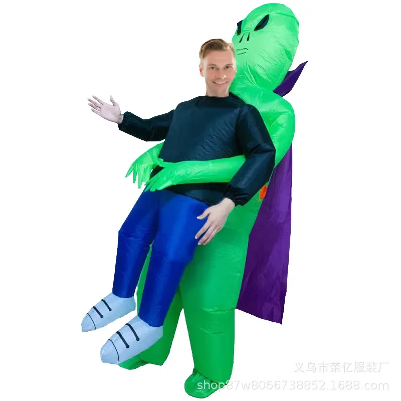 ET Alien-Costume gonflable de monstre extraterrestre vert effrayant, costume de cosplay pour adulte, fête, festival, scène