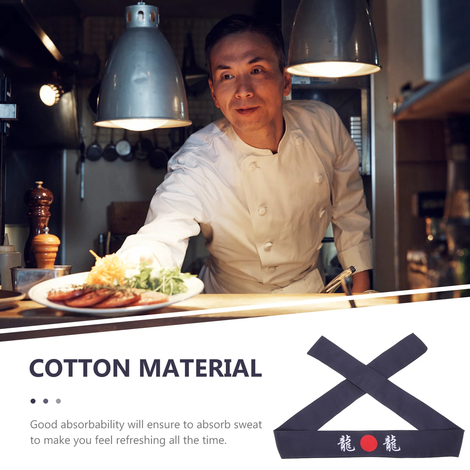 قطعة واحدة من عصابة الرأس المصنوعة من القطن على الطراز الياباني قابلة لإعادة الاستخدام لرياضات الكاراتيه والطبخ وامتصاص العرق للاستخدام المنزلي قابلة للتنفس #1