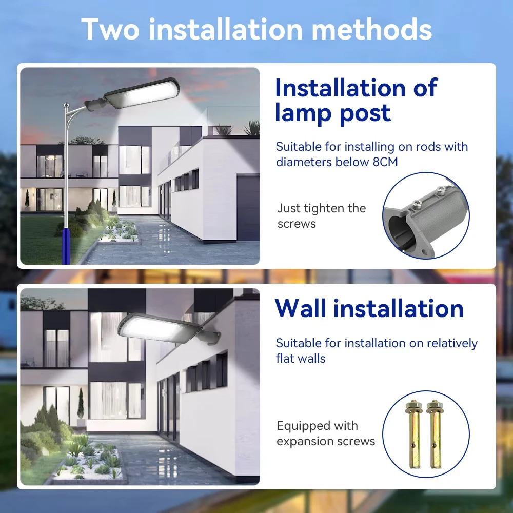 LED-Straßenlaterne mit hoher Helligkeit, AC85-AC265V, Straßenlaterne für den Außenbereich, 200 W, leistungsstarke Wandleuchte, 216 LEDs, IP66, wasserdichte Gartenleuchten – Detail 11