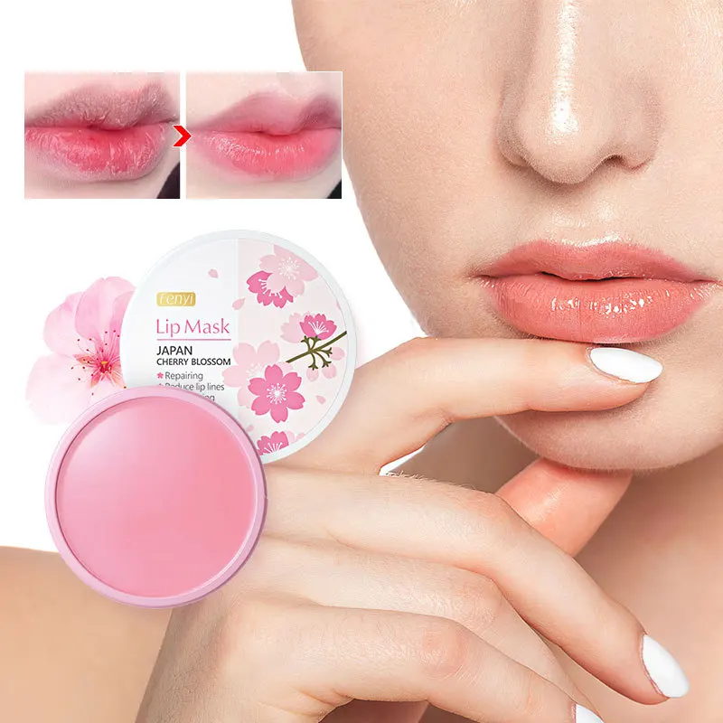 15g Cherry Blossom Nourishing Lip Mask Lightening Lip เส้น Exfoliating Brightening Moisturizing และ Moisturizing Lips Whitening