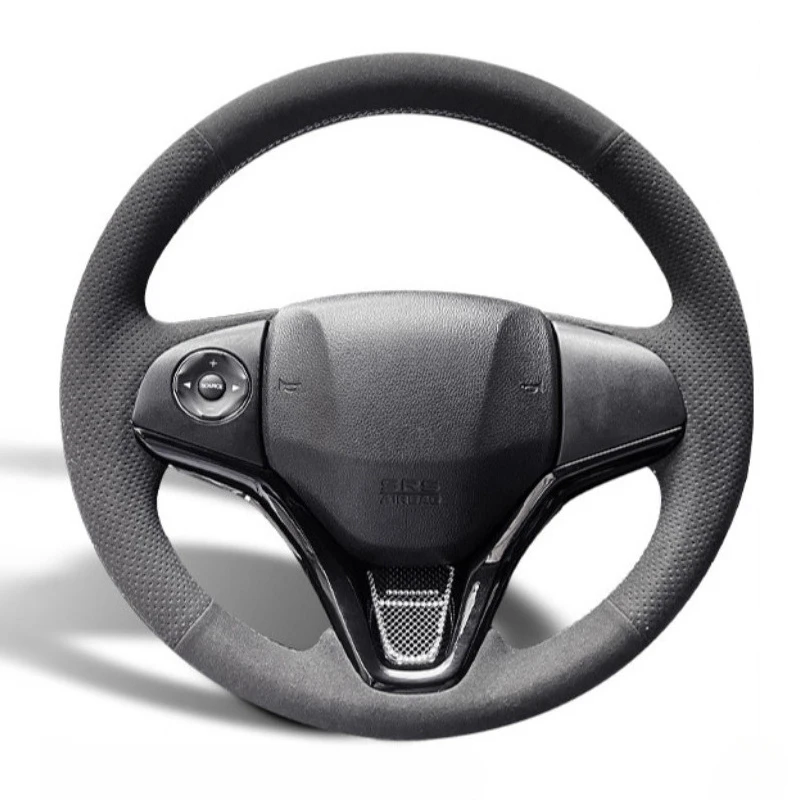 

DIY Hand Sewn Anti Slip Sweat Absorbing Suede Steering Wheel Cover Wrap For Honda XR-V Vezel Car Interior Accessories