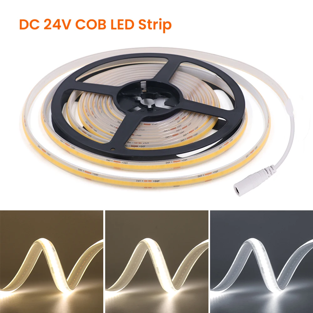 

IP68 Waterproof COB LED Strip 24V 320LEDs/m High Density Tape Diode RA90 3000K-6000K FOB Lights Bar Swimming pool Liner Lighting