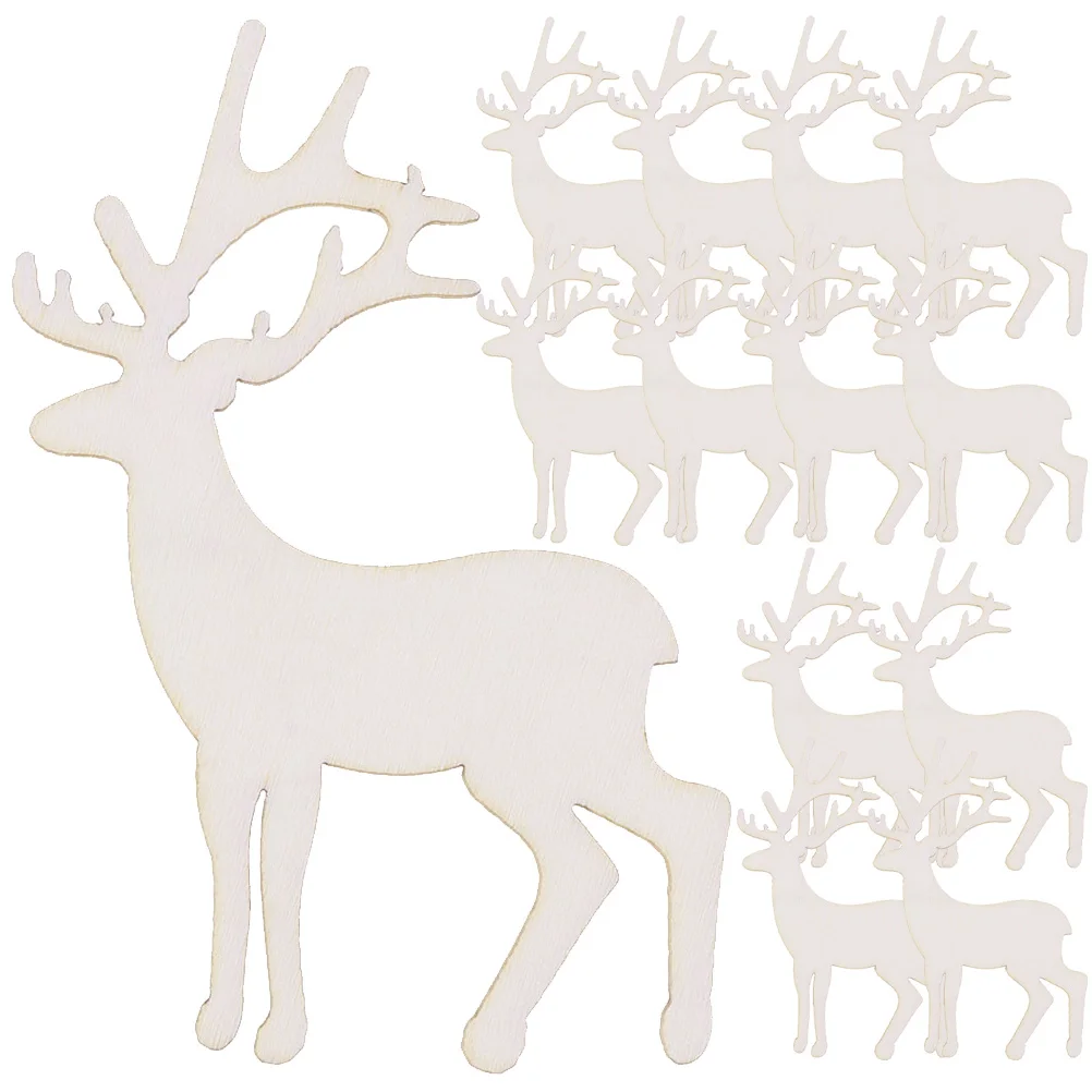 

25pcs Wooden Jingle Bell Ornaments Unfinished Deer Cutouts DIY Craft Supplies Kids Painting Glitter Decor Christmas Wedding