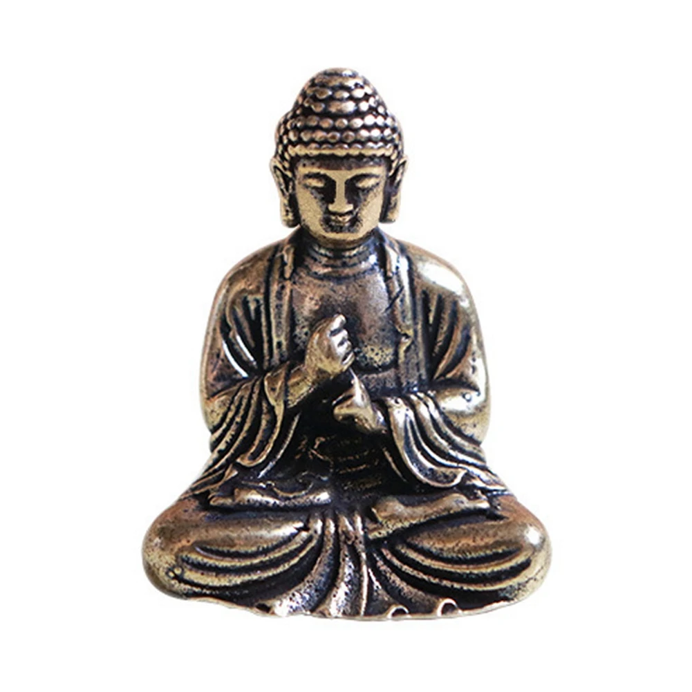 Mini estatua de Buda, estatua de bronce, budismo chino, cobre puro, estatua de Buda Sakyamuni