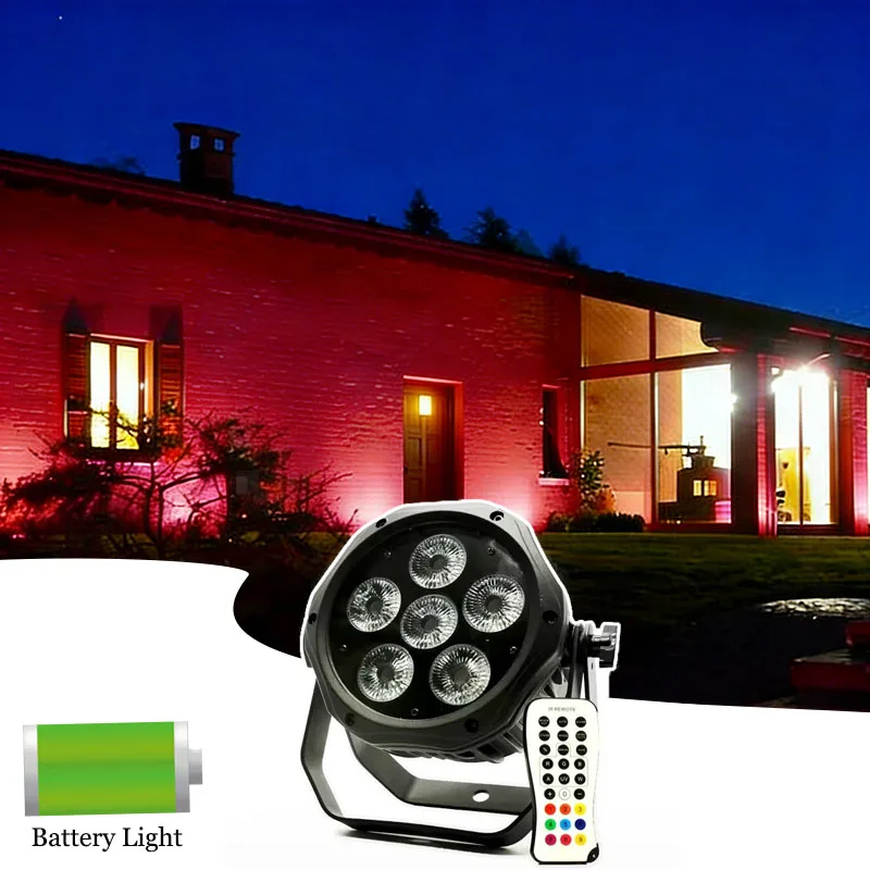 

AOPU 6 шт. 18 Вт RGBWA+UV 6-в-1 беспроводные DMX LED PAR-прожекторы на аккумуляторах с Wi-Fi для клубных мероприятий