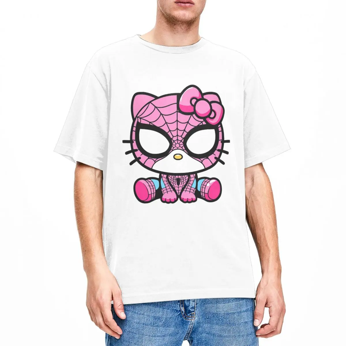 Oversized T Shirt Sanrio Hello Kitty Cartoon Spiderman Cotton T Shirts Hipster Tshirt for Men\'s Summer Awesome Short Sleeve Tees